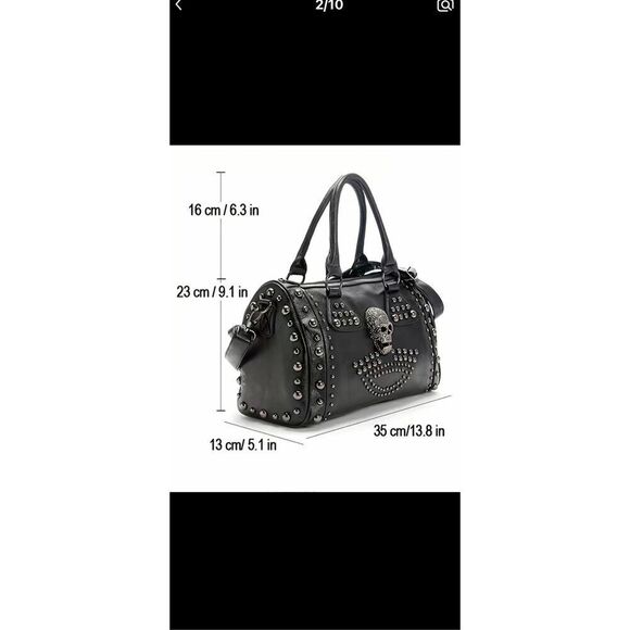 Large Skull pocket book / Studded  bag. Lots of room  super cool looking - Picture 5 of 13